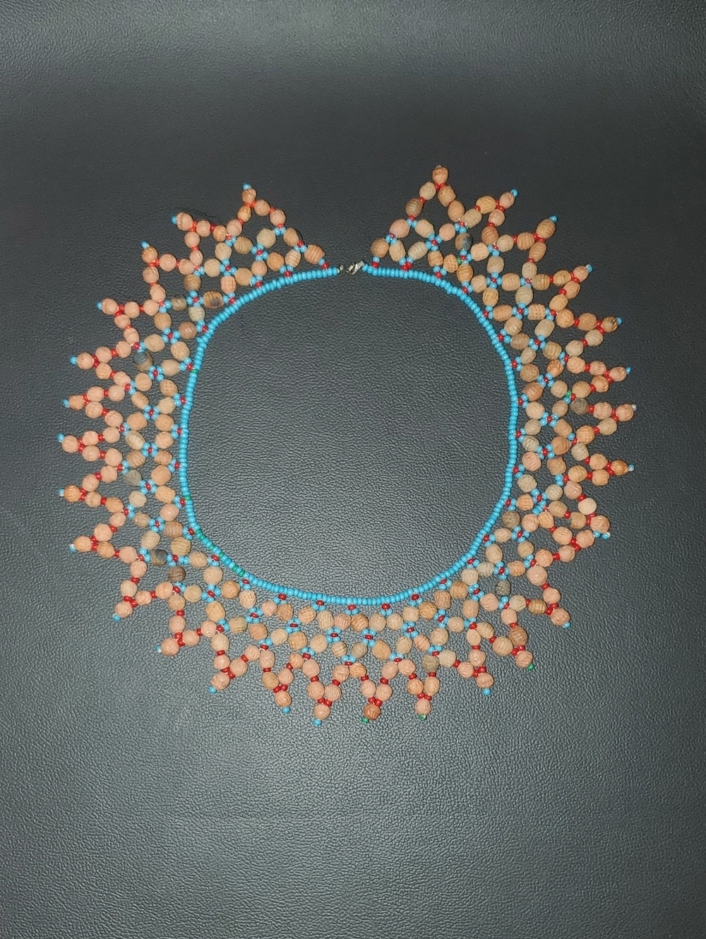 Handcrafted Beaded Collar Necklace Barro, Seed Beads Vtg